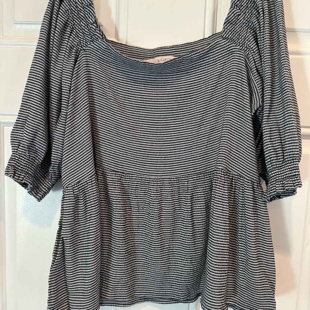 Women's Black and White Checkered Top